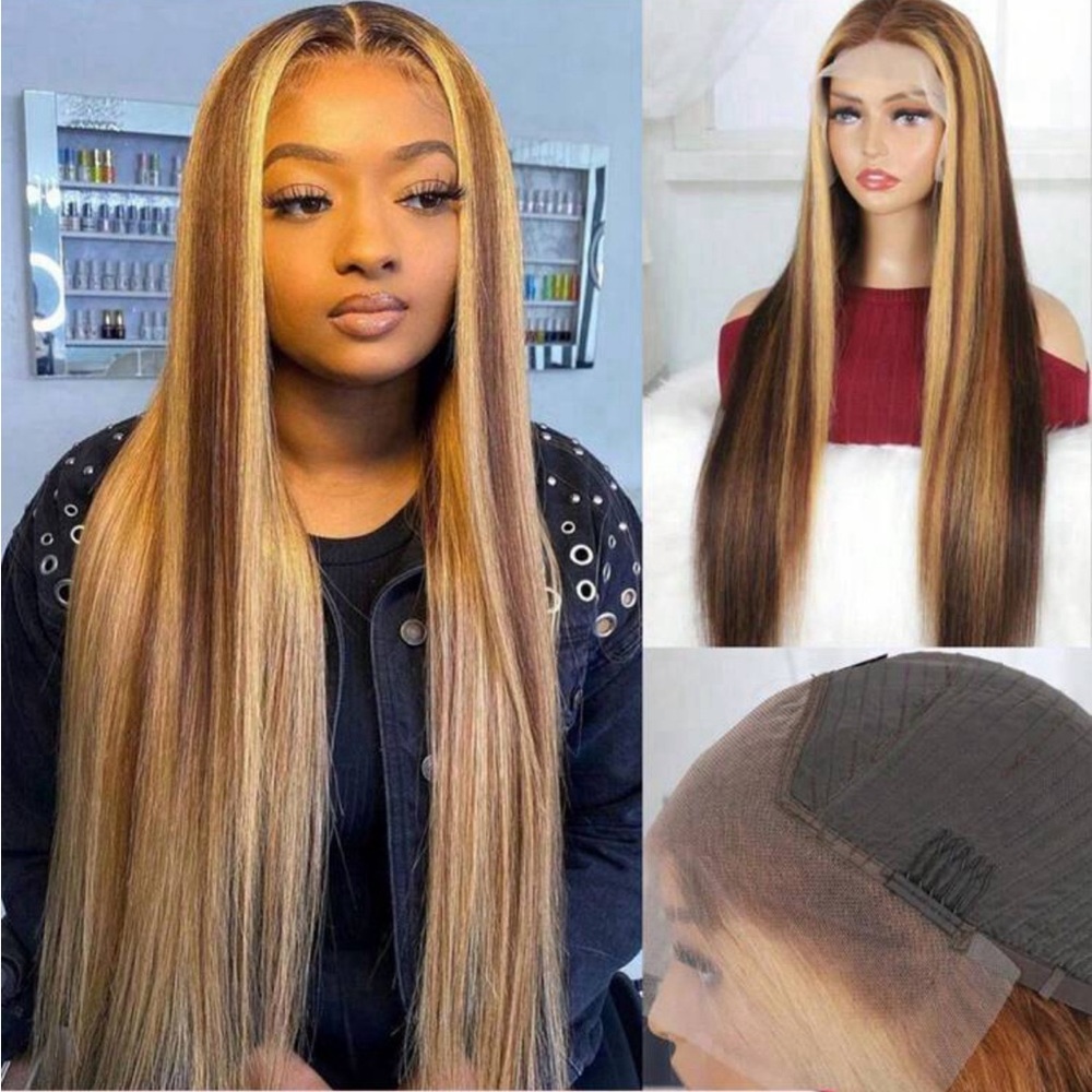 NWT honey blonde,brown, black highlighted frontal wig.